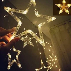 Liviner® Lichtgordijnen^ Kerstverlichting Sterrengordijn - 2,5 M - Warmwit - Voor Binnen - Kerst Accessoires