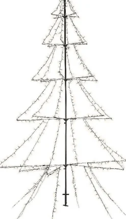 Merkloos Verlichte Kerstfiguren^Lumineo Kerstboom Vorm - Led Warmwit Buitenverlichting - Vrijstaand - 300Cm