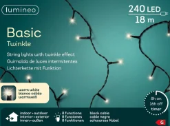 Lumineo Kerstlichtsnoeren^ Kerstverlichting - 18 M - Warm Wit - 240 Leds - Lichtsnoer