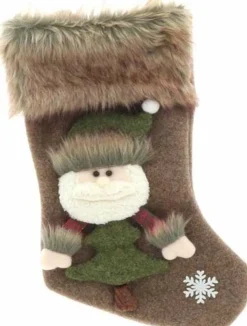 Unique Living Luxe 3D Kerstsok - Kerstman - 23 X 46 Cm - Bruin Cheap