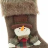 Unique Living Luxe 3D Kerstsok - Sneeuwpop - 23 X 46 Cm - Bruin Clearance