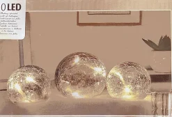 ZD Trading Verlichte Kerstfiguren^Luxe Set 3 Glazen Ballen Met Led -10 Led Kerst Versiering