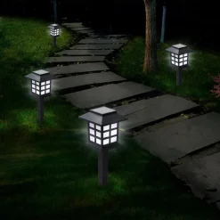 Merkloos Kerstlasers^Luxe Solar Tuinverlichting - Tuinverlichting - Tuinfakkels - Tuinverlichting Op Zonne-Energie - Led - Koud Wit - 8X