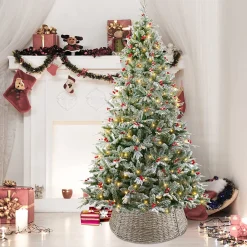 Meisterhome Kerstboomstandaarden^ Kerstboomring Kraag Kerstboomrok - H23 X O60 Cm - Zeegras - Naturel Bruin 3 Elementen