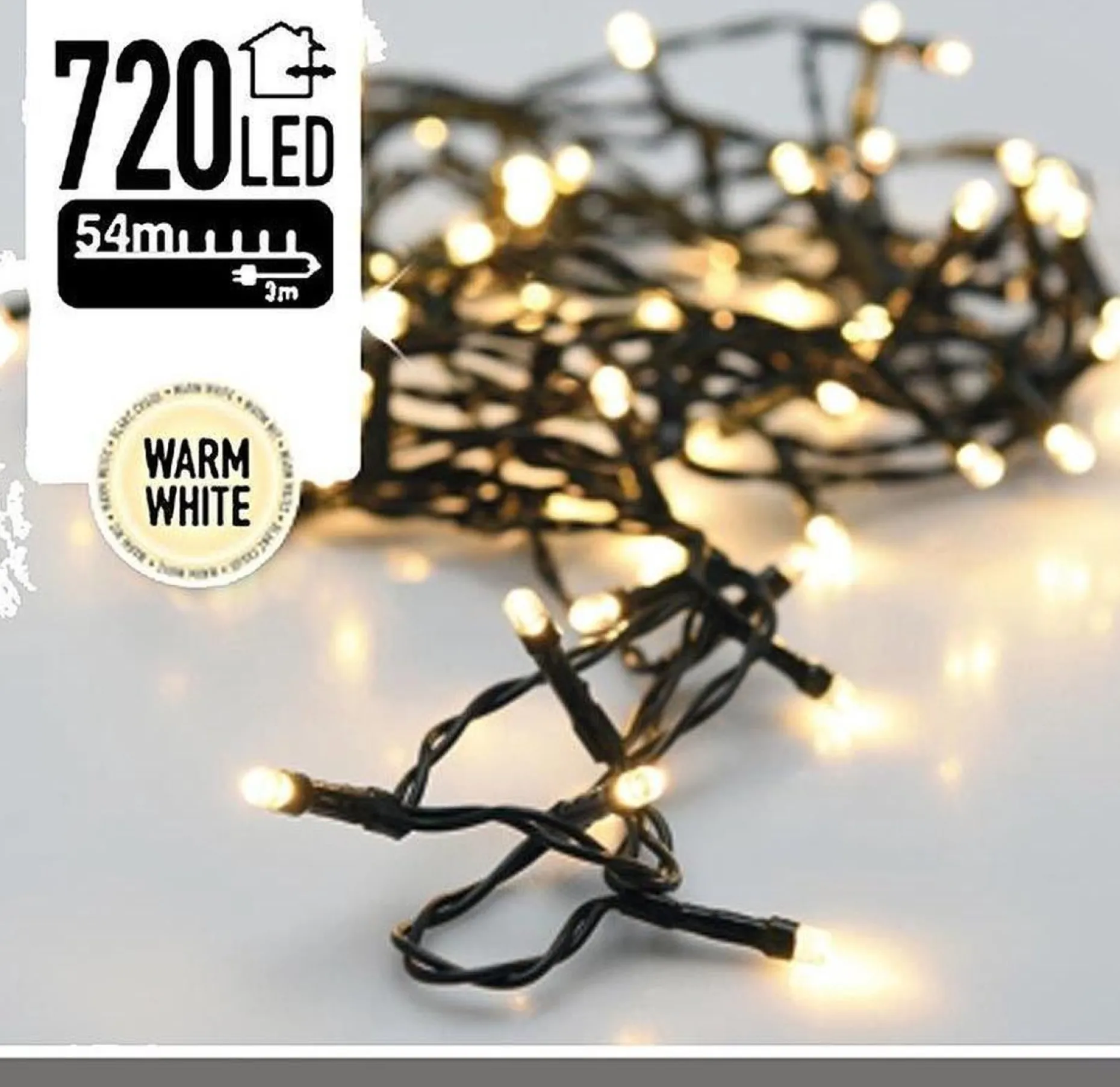 Merkloos Kerstboomverlichting^54 Meter Ledverlichting / Ledsnoer Met 720 Led's Warm/Wit | Voor Binnen En Buiten