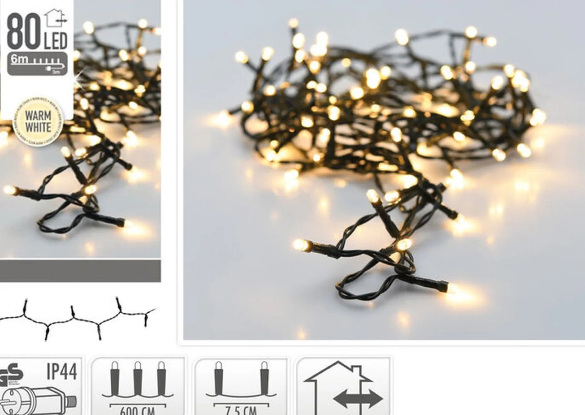 Merkloos Kerstboomverlichting^54 Meter Ledverlichting / Ledsnoer Met 720 Led's Warm/Wit | Voor Binnen En Buiten
