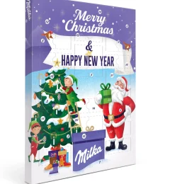 Milka Adventskalenders^ Adventskalender - Adventkalender 2023 - 24 Overheerlijke Chocolaatjes - 4 Verschillende Smaken Chocolade - Het Perfecte Kerstcadeau - "Fijne Feestdagen"