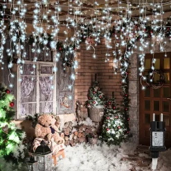 Merkloos Lichtgordijnen^20M 600 Led Gordijn Led Kerstverlichting Gordijn Kerstverlichting Gordijn Voor Binnen En Buiten -Timer- 600 Led Lampjes- Koud Wit