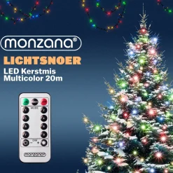 Monzana Kerstlichtsnoeren^ Lichtsnoer 200 Leds – Afstandsbediening Timer – Multicolor