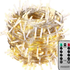 Monzana Kerstlichtsnoeren^ Lichtsnoer 200 Leds – Afstandsbediening Timer – Warm Wit