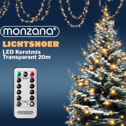 Monzana Kerstlichtsnoeren^ Lichtsnoer 200 Leds – Afstandsbediening Timer – Warm Wit