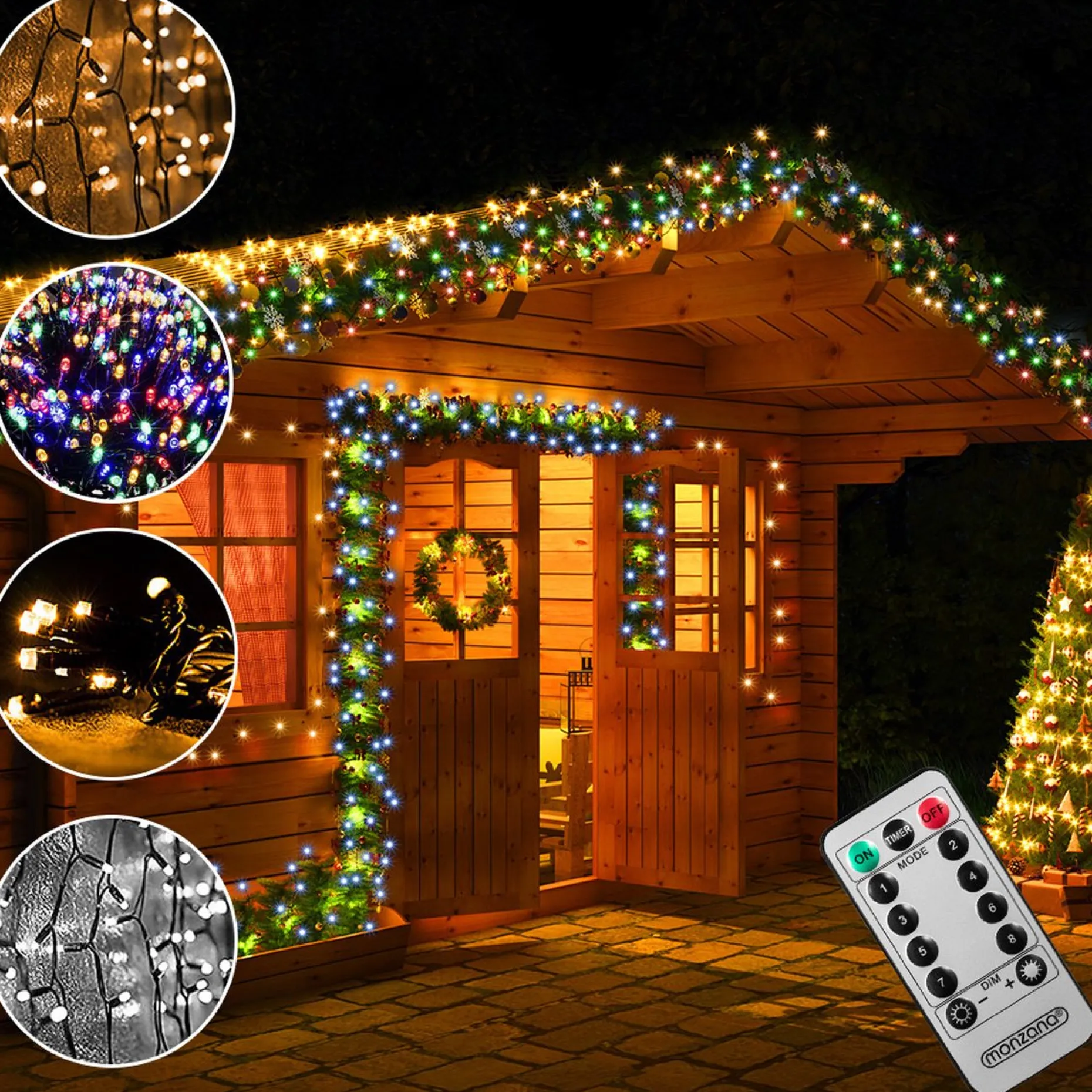 Monzana Kerstlichtsnoeren^ Lichtsnoer 200 Leds – Afstandsbediening Timer – Warm Wit