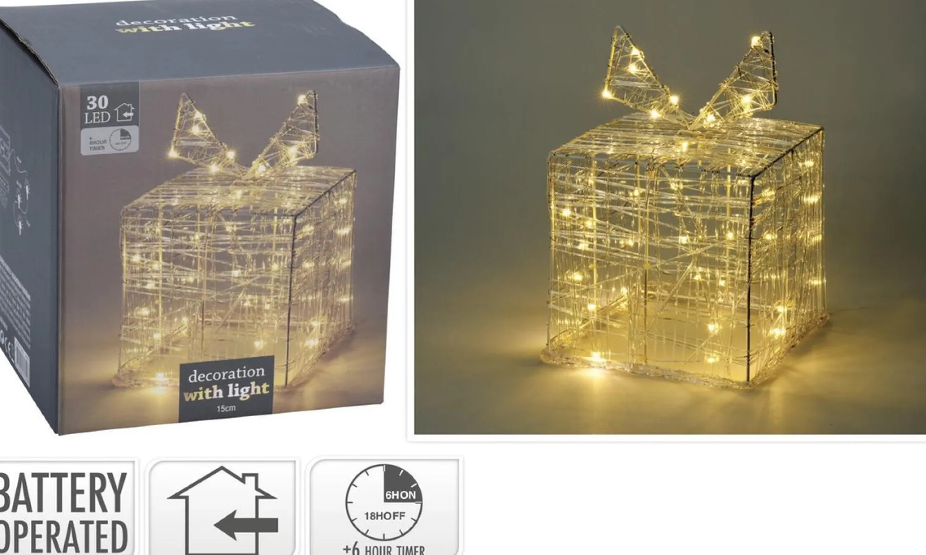 Nampook Verlichte Kerstfiguren^ Kerstverlichting Geschenkdoos - 30 Led - 15Cm Hoog