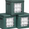 Unbranded Kerstspullen Opbergers^Opbergdozen Celeste - Set Van 3 - Opvouwbare Dozen - Voor Kerstversiering - Elk 64 Kleine Vakken - Flexibele Verdelers - 30,5X30,5X30,5Cm - Blauw