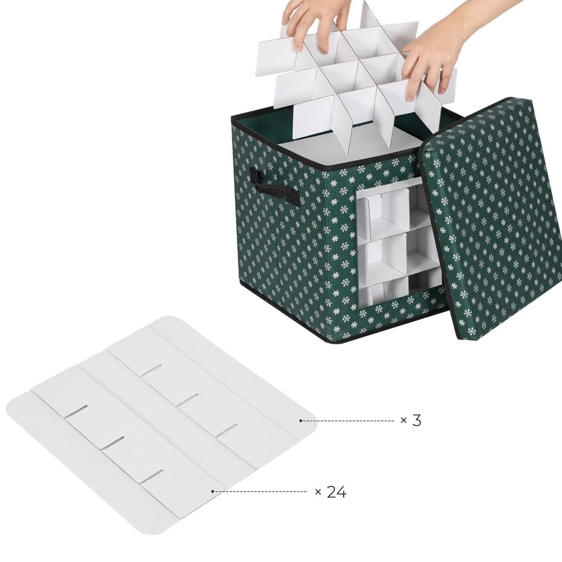 Unbranded Kerstspullen Opbergers^Opbergdozen Celeste - Set Van 3 - Opvouwbare Dozen - Voor Kerstversiering - Elk 64 Kleine Vakken - Flexibele Verdelers - 30,5X30,5X30,5Cm - Blauw