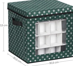 Unbranded Kerstspullen Opbergers^Opbergdozen Celeste - Set Van 3 - Opvouwbare Dozen - Voor Kerstversiering - Elk 64 Kleine Vakken - Flexibele Verdelers - 30,5X30,5X30,5Cm - Blauw