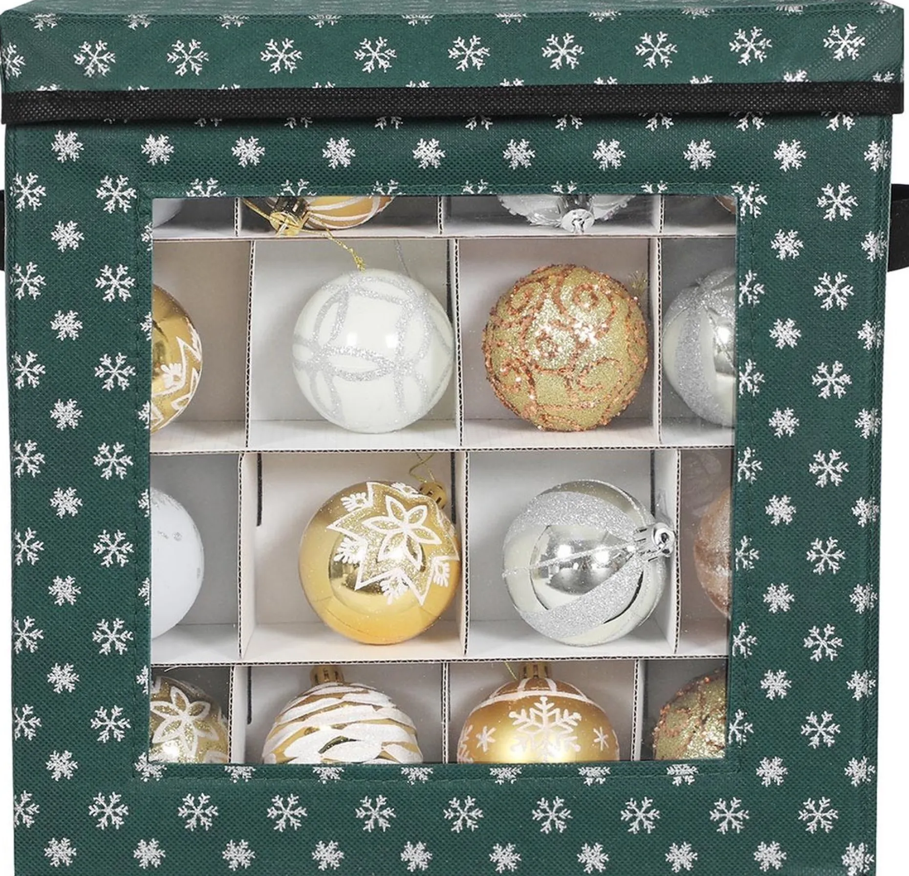 Unbranded Kerstspullen Opbergers^Opbergdozen Celeste - Set Van 3 - Opvouwbare Dozen - Voor Kerstversiering - Elk 64 Kleine Vakken - Flexibele Verdelers - 30,5X30,5X30,5Cm - Blauw