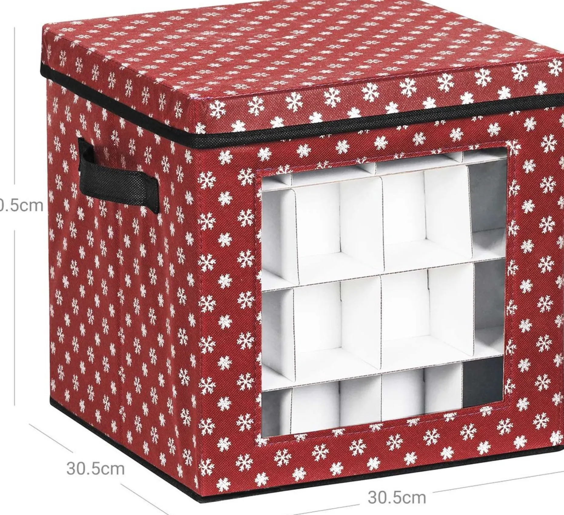 Unbranded Kerstspullen Opbergers^Opbergdozen Levi - Set Van 3 - Opvouwbare Dozen - Voor Kerstversiering - Elk 64 Kleine Vakken - Flexibele Verdelers - 30,5X30,5X30,5Cm - Rood