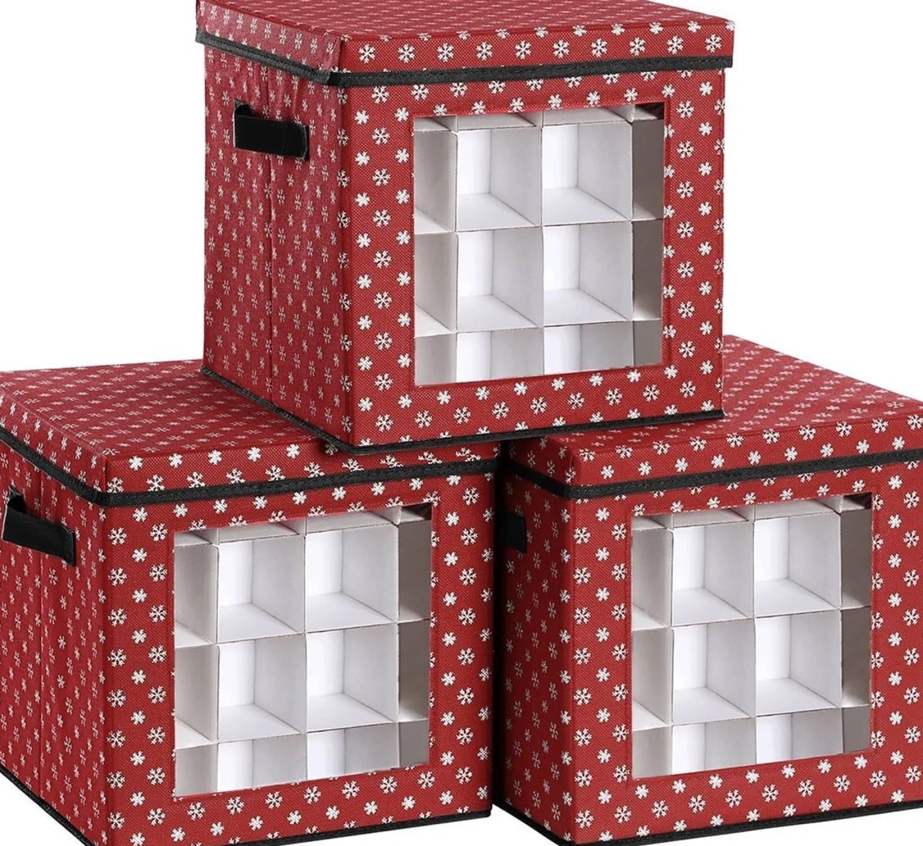 MeubelGigant Kerstspullen Opbergers^Opbergdozen Voor Kerstballen - Set Van 3 - Vouwdozen - 64 Kleine Vakken Per Doos