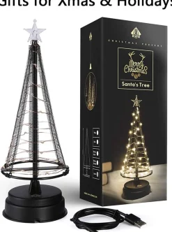 Selwo Decoratieve Kerstbomen^Opvouwbare Kerstboom, 250 Warmwitte Leds Aan Koperdraad. Versier Je Huis Of Tuin Met Deze Fonkelende, Metalen Kerstboom, X-Small