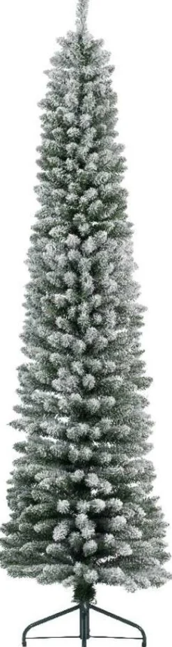 Everlands Kunstkerstbomen^Pencil Pine Snowy Kunstkerstboom | Smal | Wit/Sneeuw | 180Cm
