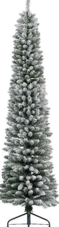 Everlands Kunstkerstbomen^Pencil Pine Snowy Kunstkerstboom | Smal | Wit/Sneeuw | 240Cm