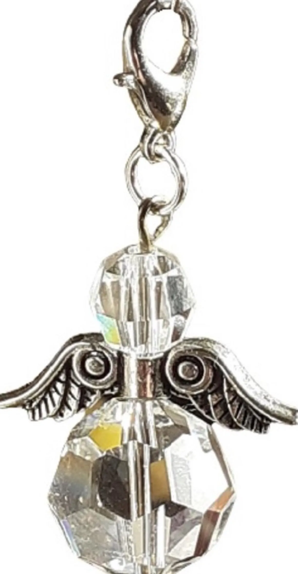 CC Raamhanger Beschermengel , Hand Vervaardigd Uit Swarovski Kristallen . ( Bescherm Engel , Kettinghanger , Sleutelhanger ) , Zilver Helder , Zilver Cheap