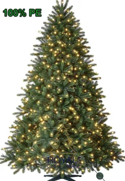 Royal Christmas Kunstkerstbomen^ - Kunstkerstboom - Hawaii Abies Nordmann Deluxe - 100% Pe - 500 Led - 210 Cm - 1442 Takken - Groen