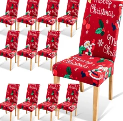 Merkloos Kerstpakketten^Set Van 12-Kerst Stoelhoezen, Stoelhoes Feestelijke Cover Decoratie Beschermer Stoelhoes Party Restaurant Stoelhoes