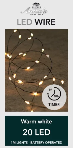 Anna's Collection Kerstlichtsnoeren^Set Van 3X Stuks Draadverlichting Lichtsnoer Met 20 Lampjes Warm Wit 100 Cm - Lichtdraden/Lichtsnoeren - Kerstverlichting