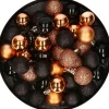 Merkloos Set Van 40X Stuks Kunststof Kerstballen Mix Zwart En Koper 3 Cm - Kerstversiering Koperkleurig, Zwart Sale