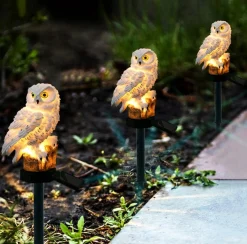 ABC-Led Verlichte Kerstfiguren^Solar Led Uiltje Wit - Neutraal Wit - Met Schemersensor En Prikpen