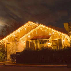 springos Lichtgordijnen^ Ijspegel Verlichting Buiten | Ijspegel Verlichting | Kerstverlichting Buiten | 12 M + 2.5 M Snoer | Connectable | 300 Led | Flash |