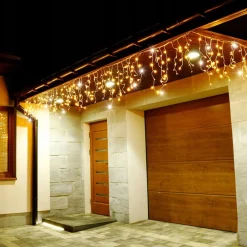 springos Lichtgordijnen^ Ijspegel Verlichting Buiten | Ijspegel Verlichting | Kerstverlichting Buiten | 12 M + 2.5 M Snoer | Connectable | 300 Led | Flash |