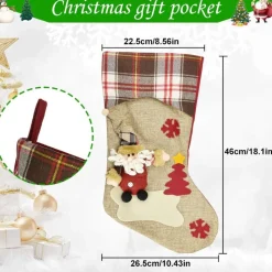 Merkloos 3 Stuks Kerstsokken, Kerstsokken, Kerstsokken, Grote Kerstlaarzen Om Te Vullen En Op Te Hangen Voor Open Haard, Etalage, Kerstboom (46 X 26,5 X 22,5 Cm) Store