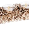 Merkloos Tafelstuk Lang Met 4 Theelichthouders - Champagne / Zilver / Creme - 49 X 12 X 7 Cm Hoog Flash Sale