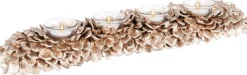 Merkloos Tafelstuk Lang Met 4 Theelichthouders - Champagne / Zilver / Creme - 49 X 12 X 7 Cm Hoog Flash Sale