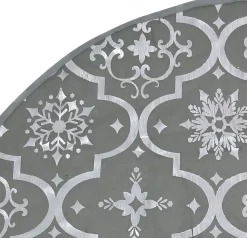 The Living Store Kerstboomstandaarden^ Kerstboomrok 90 Cm - Sneeuwpatroon - Inclusief Kerstsok Grijs
