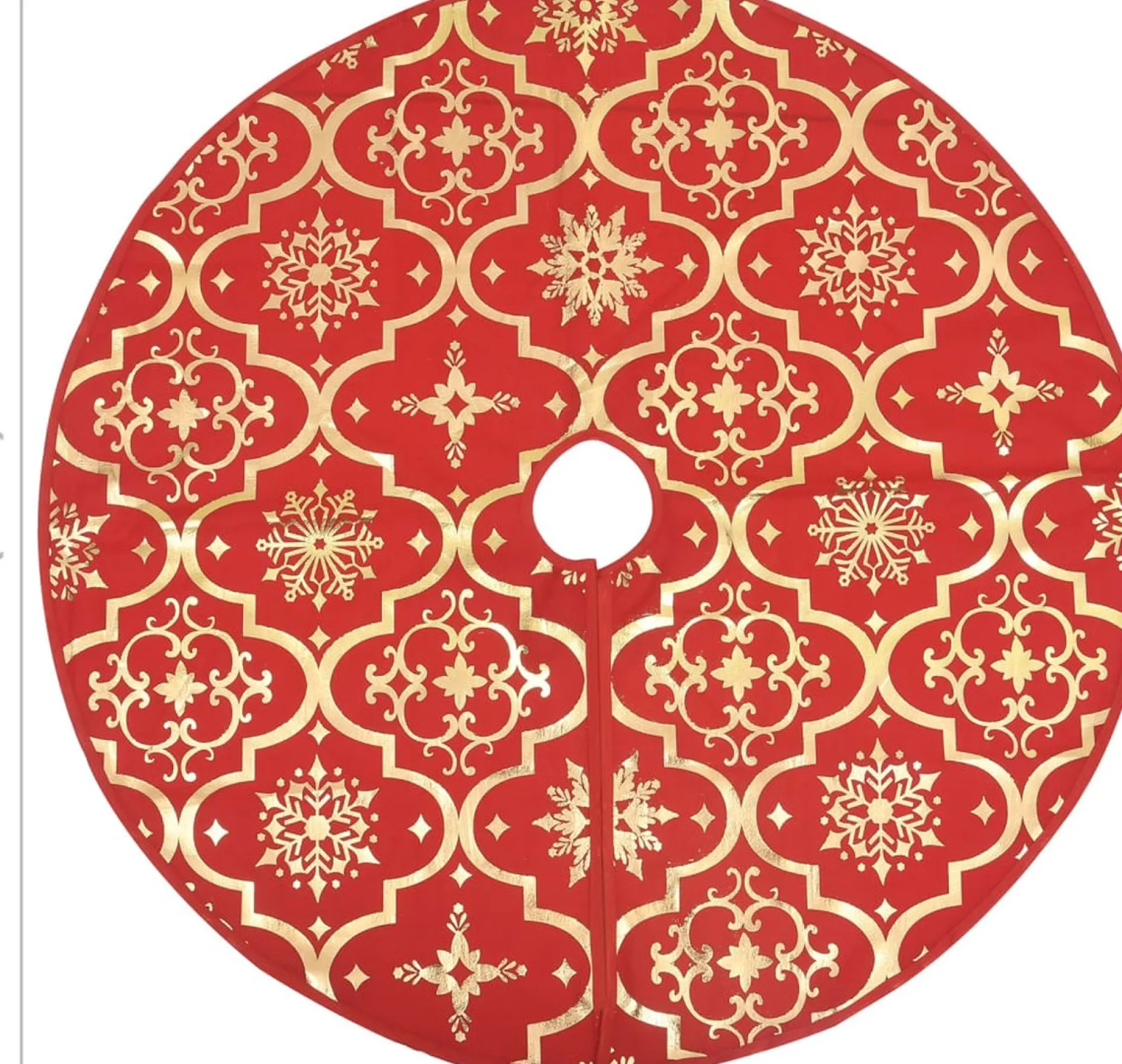 The Living Store Kerstboomstandaarden^ Kerstboomrok 90 Cm - Met Sneeuwpatroon - Inclusief Kerstsok Rood