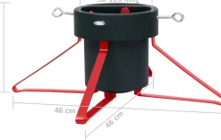 The Living Store Kerstboomstandaarden^ Kerstboomstandaard - Metalen Frame - Waterreservoir - Geschikt Voor Echte Boom - 46X46X19 Cm /Rood -