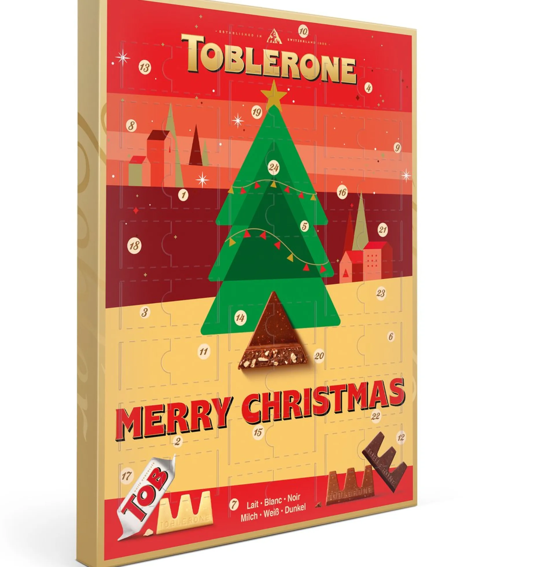Toblerone Adventskalenders^ Adventskalender - Adventkalender 2022 - 24 Overheerlijke Chocolaatjes - Verschillende Smaken Chocolade - Het Perfecte Kerstcadeau - "Fijne Feestdagen"