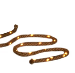 Anna's Collection Kerstlichtsnoeren^Touwverlichting Jute Met 80 Lampjes Warm Wit 600 Cm Met Timer - Kerstverlichting Lichtsnoeren Kerstversiering