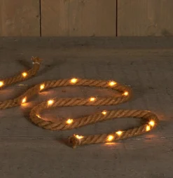 Anna's Collection Kerstlichtsnoeren^Touwverlichting Jute Met 80 Lampjes Warm Wit 600 Cm Met Timer - Kerstverlichting Lichtsnoeren Kerstversiering