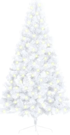 VidaLife Kunstkerstbomen^ Kunstkerstboom Met Led's En Standaard Half 150 Cm Pvc Wit