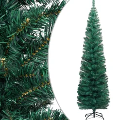 VidaLife Kunstkerstbomen^ Kunstkerstboom Met Standaard Smal 210 Cm Pvc Groen