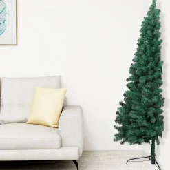 VidaLife Kunstkerstbomen^ Kunstkerstboom Met Standaard Half 240 Cm Pvc Groen