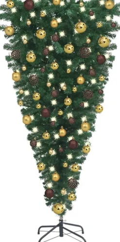 VidaLife Kunstkerstbomen^ Kunstkerstboom Omgekeerd Met Led's En Kerstballen 150 Cm