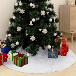 vidaXL Kerstboomstandaarden^ Kerstboomrok 122 Cm Kunstbont Wit