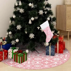 vidaXL Kerstboomstandaarden^ Kerstboomrok Luxe Met Sok 122 Cm Stof Roze