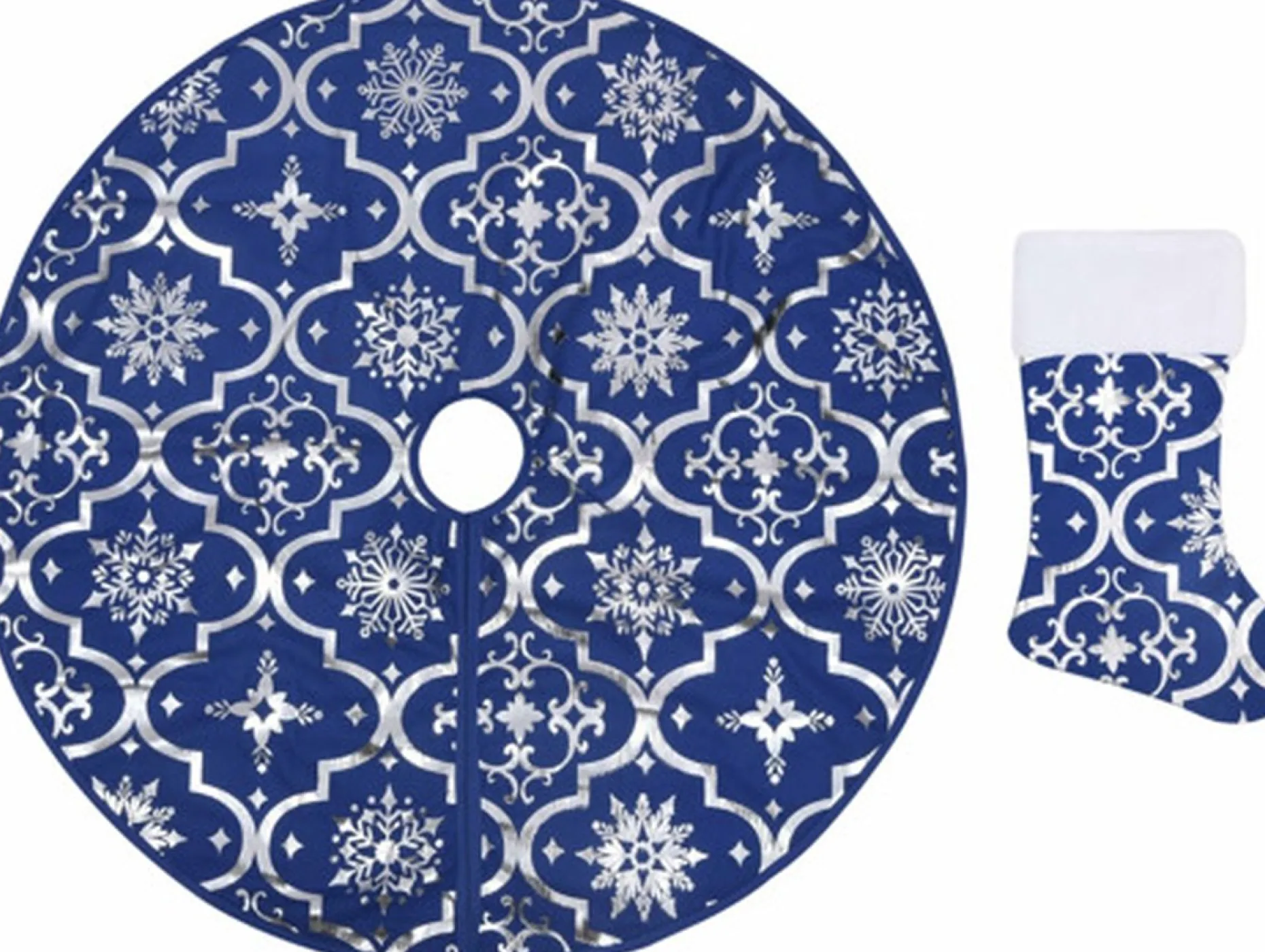 vidaXL Kerstboomstandaarden^ Kerstboomrok Luxe Met Sok 90 Cm Stof Blauw